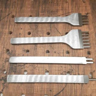 菱目打ち 4本セット レザークラフト工具 ツール ハンドメイド 3mmピッチ(その他)