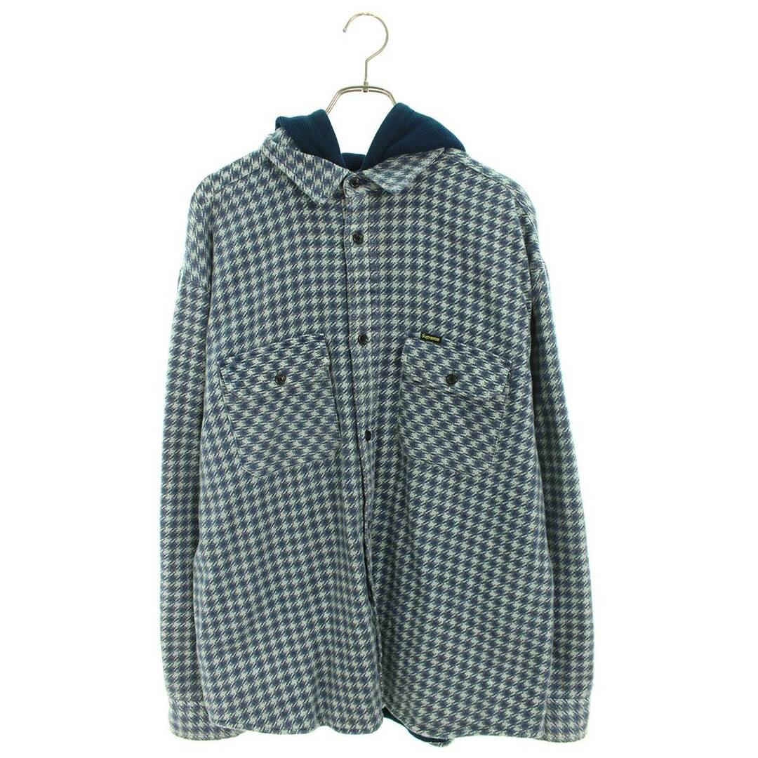 シュプリーム  22AW  Houndstooth Flannel Hooded Shirt フランネルサーマルフード長袖シャツ  メンズ L