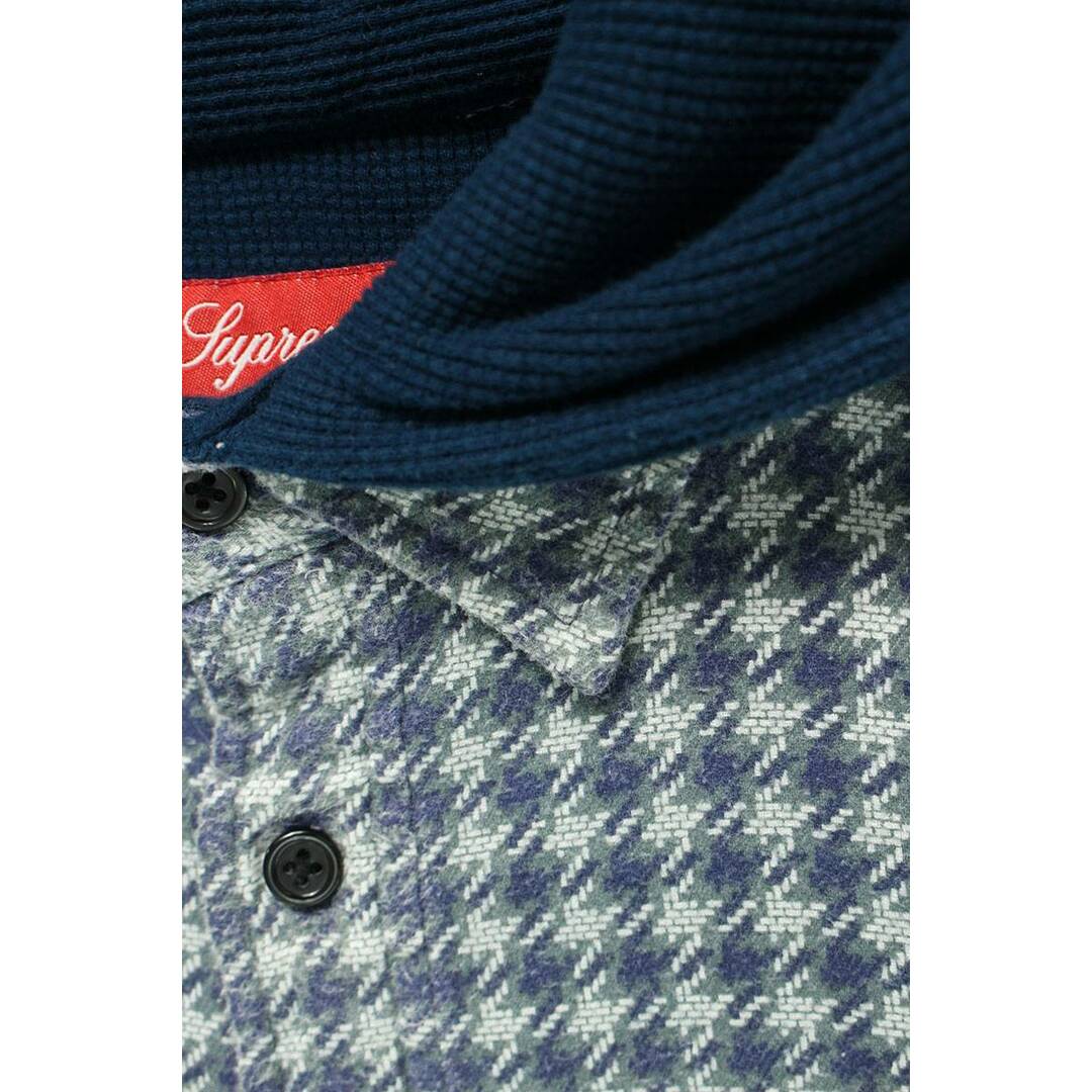 シュプリーム  22AW  Houndstooth Flannel Hooded Shirt フランネルサーマルフード長袖シャツ  メンズ L