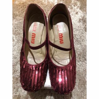 ミュウミュウ(miumiu)のジャンク　MIU MIU ミュウミュウ　スパンコール　ワンストラップ(ハイヒール/パンプス)