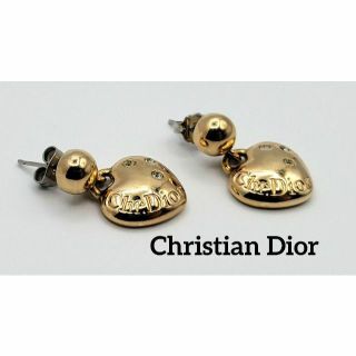 ☆美品☆Christian Dior ハート アロー ピアス ロゴ ゴールド-