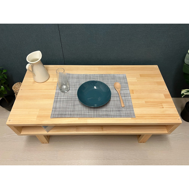 机/テーブル【送料無料】 ローテーブル 長方形 90cm 45cm ロ形 パイン ナチュラル