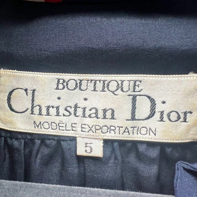 【良品】Christian Dior 総柄シャツワンピース ネイビー 長袖 5