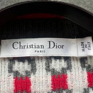 【美品】Christian Dior ニットワンピース 総柄 半袖 膝丈