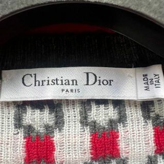 【美品】Christian Dior ニットワンピース 総柄 半袖 膝丈