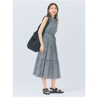 ユニクロ(UNIQLO)のUNIQLO スラブコットンワンピース　ギンガムチェック(ロングワンピース/マキシワンピース)