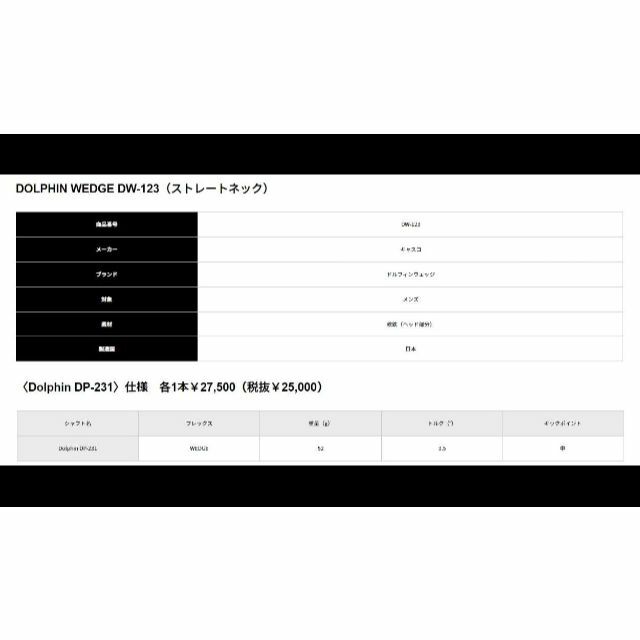 ドルフィンウェッジ【DW-123】ロフト組み合わせ自由の2本セット 新品