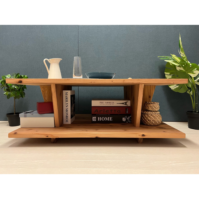 【送料無料】 ローテーブル 長方形 90cm 60cm 2段収納 杉