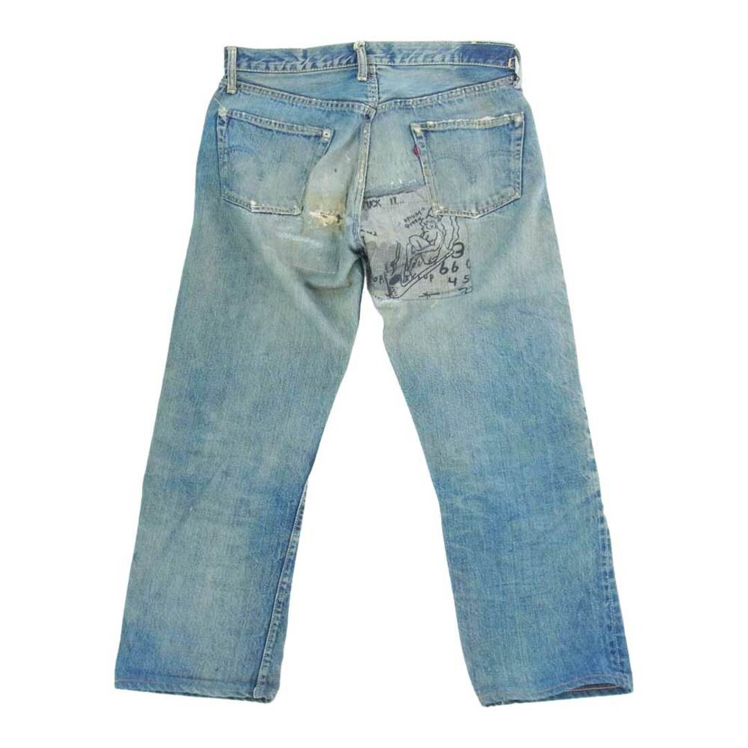 Levi's リーバイス デニムパンツ 50s 60s 501XX オリジナル ヴィンテージ デニムパンツ 刻印S 足長R Vステッチ ループズレ 赤耳 リペア  インディゴブルー系 1