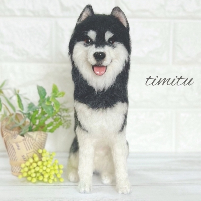 羊毛フェルト うちの子 愛犬 マスコット ハスキー犬の通販 by ♡timitu♡'s shop ｜ラクマ