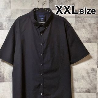 シャツ(shirts)の半袖シャツ　黒シャツ　XXLサイズ　USA古着　ボタンダウン　カジュアルシャツ(シャツ)