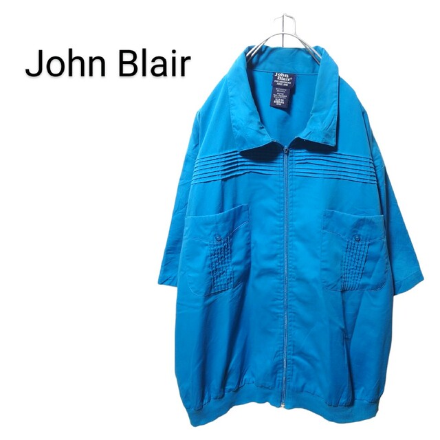 【John Blair】90's  キューバシャツ風 ジップシャツ A-828