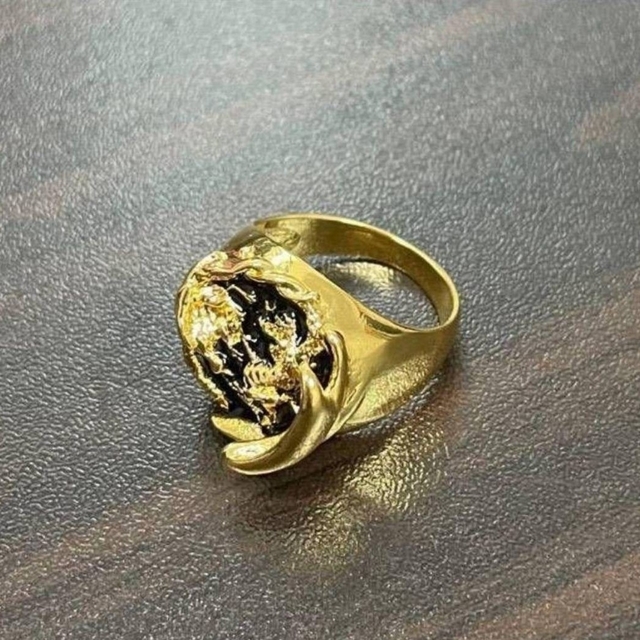 新品?24K金ゴールドの竜頭リング男性用指輪ゴールド999807