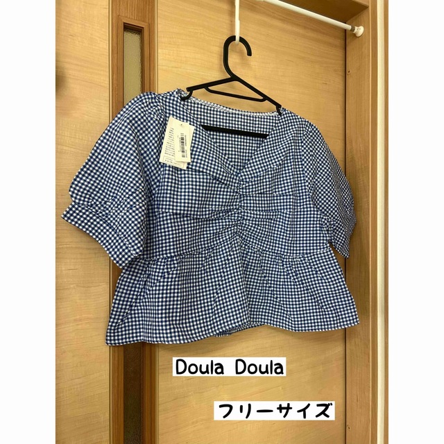 Doula Doula(ドゥーラドゥーラ)のDoula Doula トップス　半袖　カットソー　ギンガムチェック　新品未使用 レディースのトップス(カットソー(半袖/袖なし))の商品写真