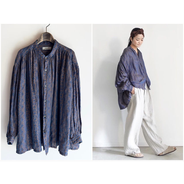 ichi Antiquites♡限定リネンインディゴフリルブラウス