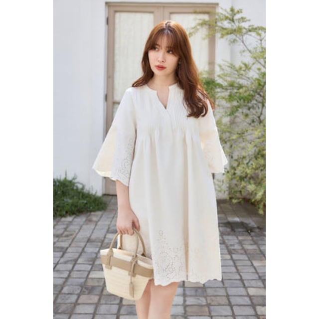 ポリエステル100%裏地herlipto Embroidery Poplin Mini Dress