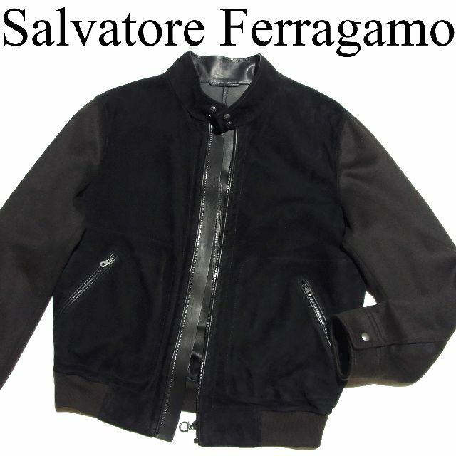 Salvatore Ferragamo シングルライダースジャケット 中綿 赤