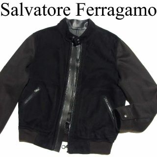 サルヴァトーレフェラガモ(Salvatore Ferragamo)の19AW フェラガモ 切替 スウェード レザー ライダース ジャケット 48(ライダースジャケット)