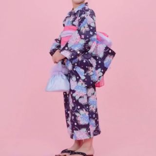 mezzo piano あじさい柄 浴衣 140 mezzo piano あじさい柄 浴衣 140