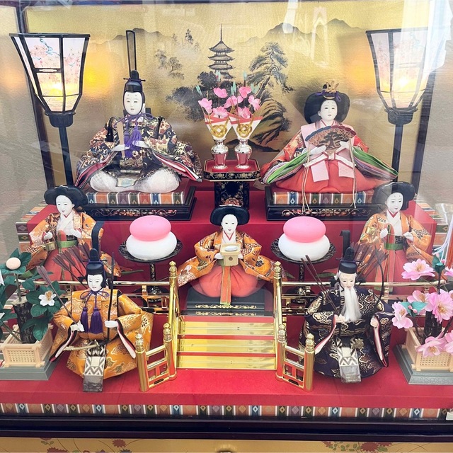 雛人形 ひな祭り ガラスケース入り ライト付き 送料込み