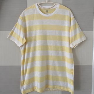 ユニクロ(UNIQLO)の【専用】UNIQLO　ボーダー   トップス　クルーネック Tシャツ　黄色　XL(Tシャツ(半袖/袖なし))