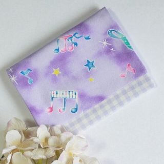 移動ポケット♪ハンドメイド♪音符♪ラベンダーギンガムチェック【2】(外出用品)