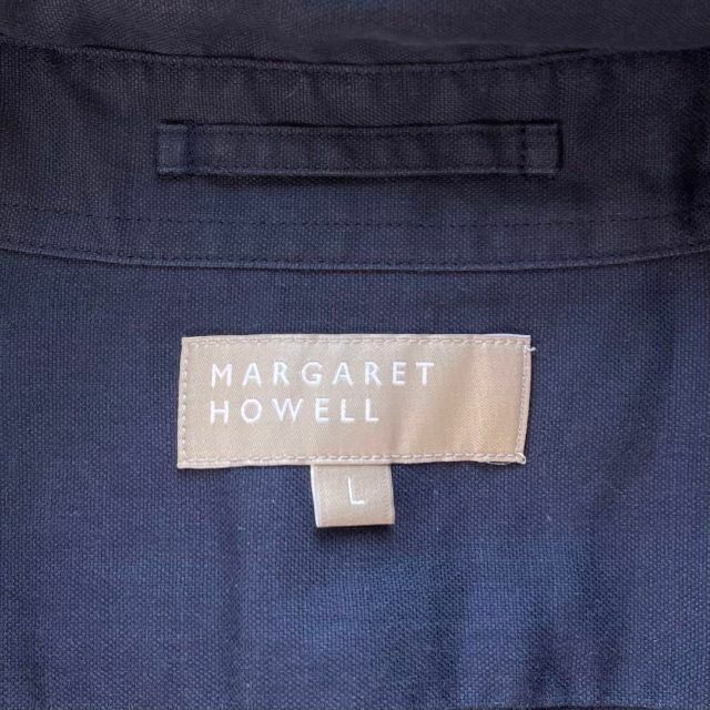 MARGARET HOWELL(マーガレットハウエル)の美品 マーガレットハウエル リネン混 シャツ トップス 半袖 ネイビー Lサイズ メンズのトップス(シャツ)の商品写真