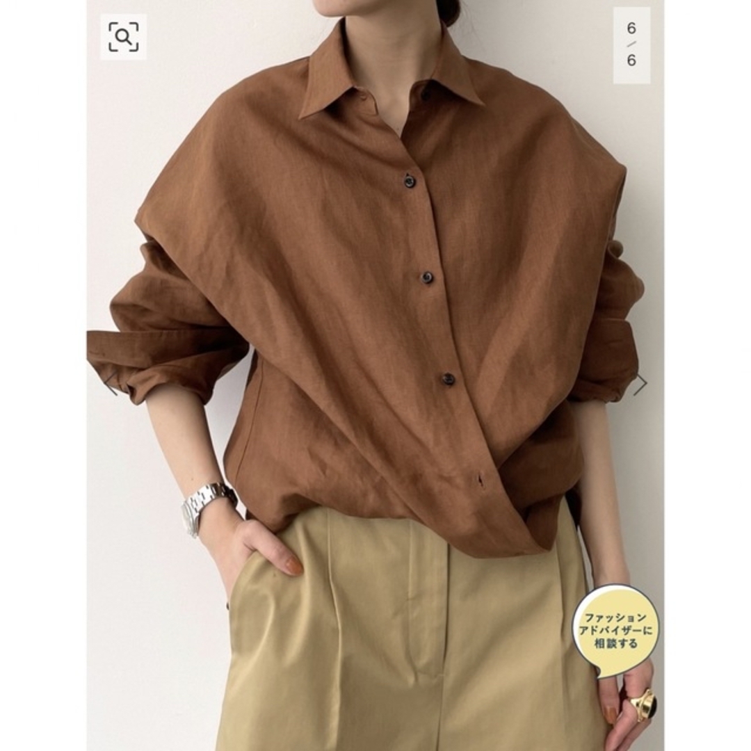 L'Appartement DEUXIEME CLASSE(アパルトモンドゥーズィエムクラス)の L'Appartement Linen 2Way Shirt(BROWN) レディースのトップス(シャツ/ブラウス(長袖/七分))の商品写真