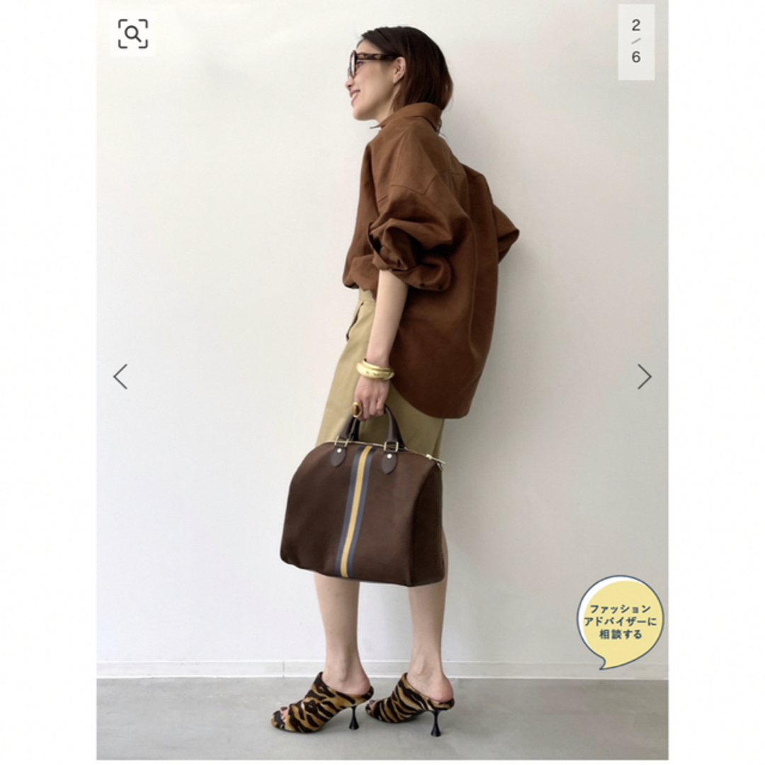 L'Appartement DEUXIEME CLASSE(アパルトモンドゥーズィエムクラス)の L'Appartement Linen 2Way Shirt(BROWN) レディースのトップス(シャツ/ブラウス(長袖/七分))の商品写真