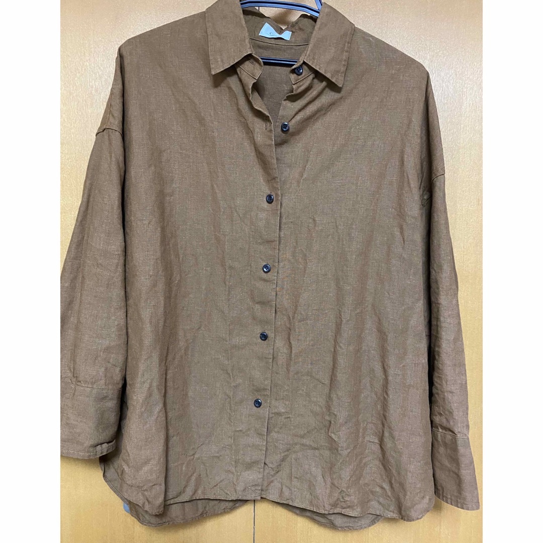 L'Appartement DEUXIEME CLASSE(アパルトモンドゥーズィエムクラス)の L'Appartement Linen 2Way Shirt(BROWN) レディースのトップス(シャツ/ブラウス(長袖/七分))の商品写真