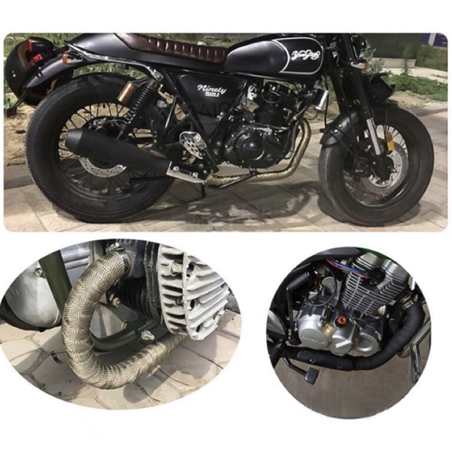 耐熱サーモバンテージ　耐熱　断熱布　5m  チタンカラー　結束バンド10本付 自動車/バイクのバイク(装備/装具)の商品写真