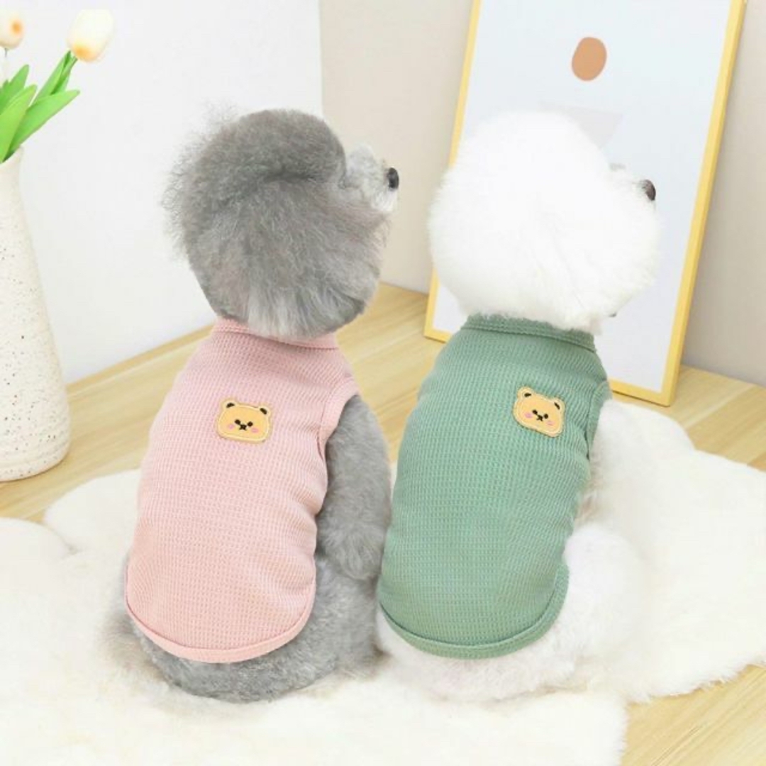 XL ピンク 犬服 くま ワッペン ワッフル タンクトップ 犬の服 ドッグウェア その他のペット用品(犬)の商品写真