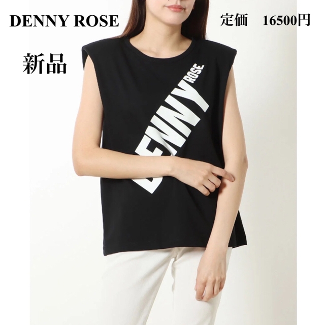 DENNYROSE(デニーローズ)の【新品】デニーローズ　カットソー　ノースリーブ　プリントロゴ レディースのトップス(カットソー(半袖/袖なし))の商品写真