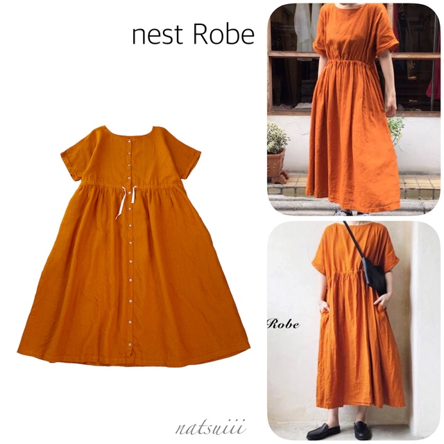 nest Robe ネストローブ . 前後着 2WAY リネン ワンピース