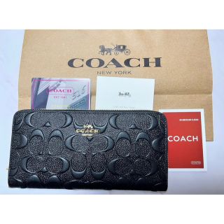 コーチ(COACH)のコーチ　coach 長財布　ブラック　シグネチャー　新品　ラウンドファスナー(財布)