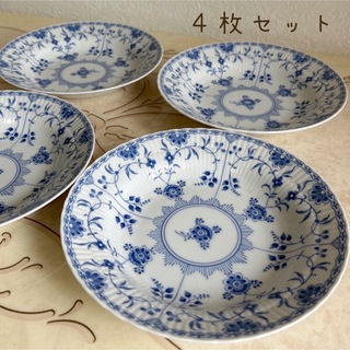 三洋陶器　ブルーコペン　カレー皿4枚セット　ディーププレート