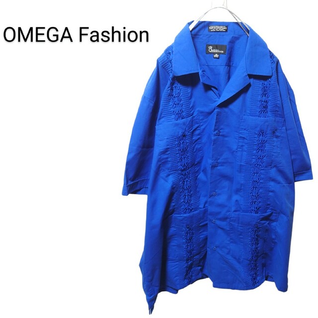 【OMEGA Fashion】刺繍入り キューバシャツ A-832