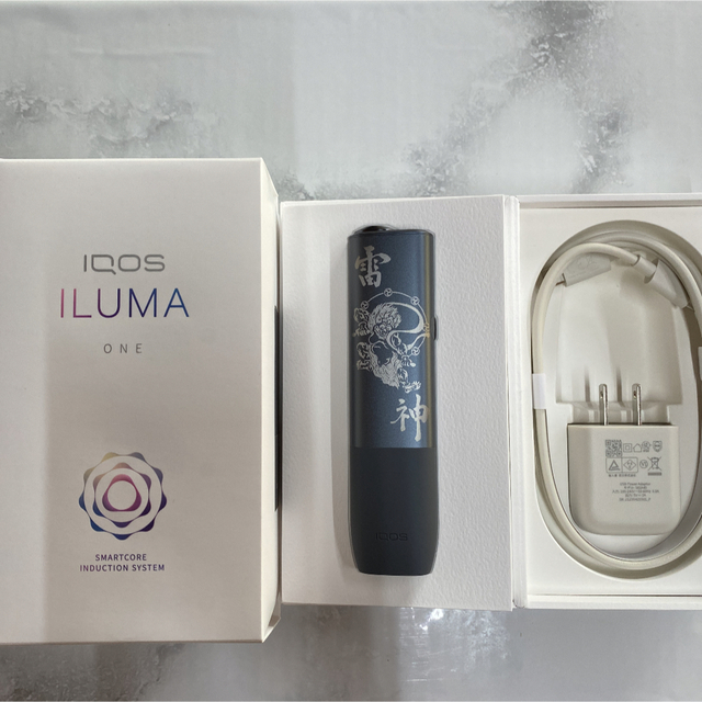 iQOS ILUMA ONE イルマワン レーザー加工 雷神 風神 和彫り 青