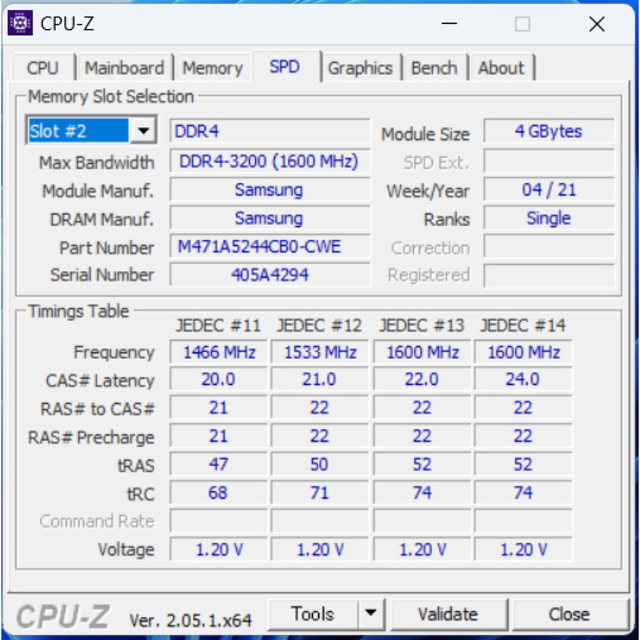 SAMSUNG(サムスン)のSAMSUNGノートパソコン用メモリ 4GB DDR4-3200(1600MHz スマホ/家電/カメラのPC/タブレット(PCパーツ)の商品写真