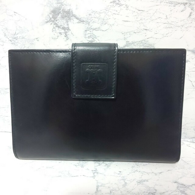 極希少/美品 CELINE がま口コンパクトウォレット トリオンフ カーフレザー