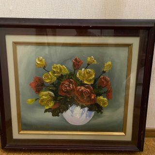 絵 絵画 油彩画 花 静物画 油絵 バラ 絵画 真作 美術品 水舟義彦 三ノ宮