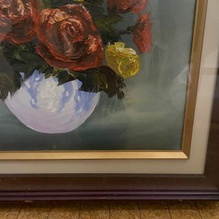 絵 絵画 油彩画 花 静物画 油絵 バラ 絵画 真作 美術品 水舟義彦 三ノ宮