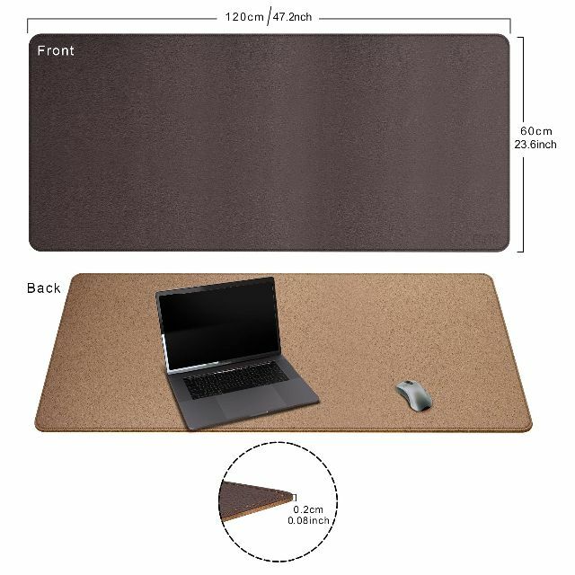 CacoyエココルクとPUレザーデスクパッド、120x60cmデュアルサイドオフ