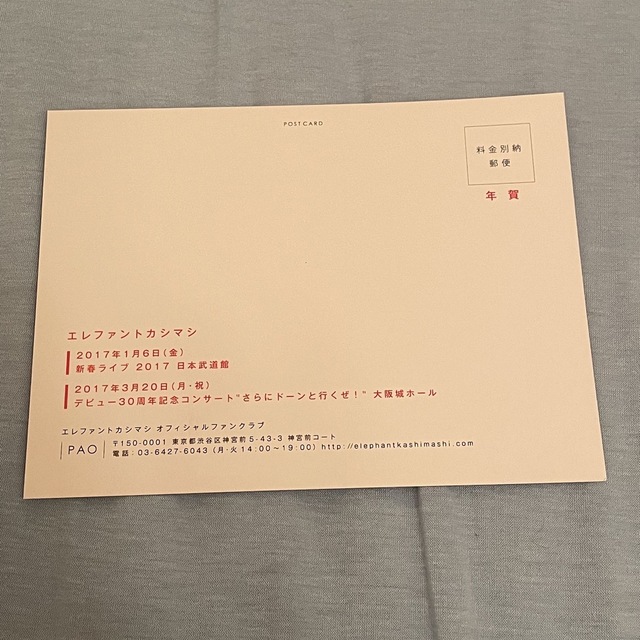エレファントカシマシ ポストカード（年賀はがき） エンタメ/ホビーのタレントグッズ(ミュージシャン)の商品写真