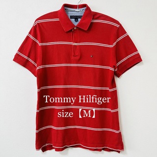 トミーヒルフィガー(TOMMY HILFIGER)のTommy Hilfiger/トミーヒルフィガー★半袖赤白ボーダーポロシャツ★M(ポロシャツ)