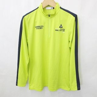 ルコックスポルティフ(le coq sportif)のルコックスポルティフシャツ ゴルフ 長袖 黄緑 イエローグリーン ネイビー LL(ウエア)