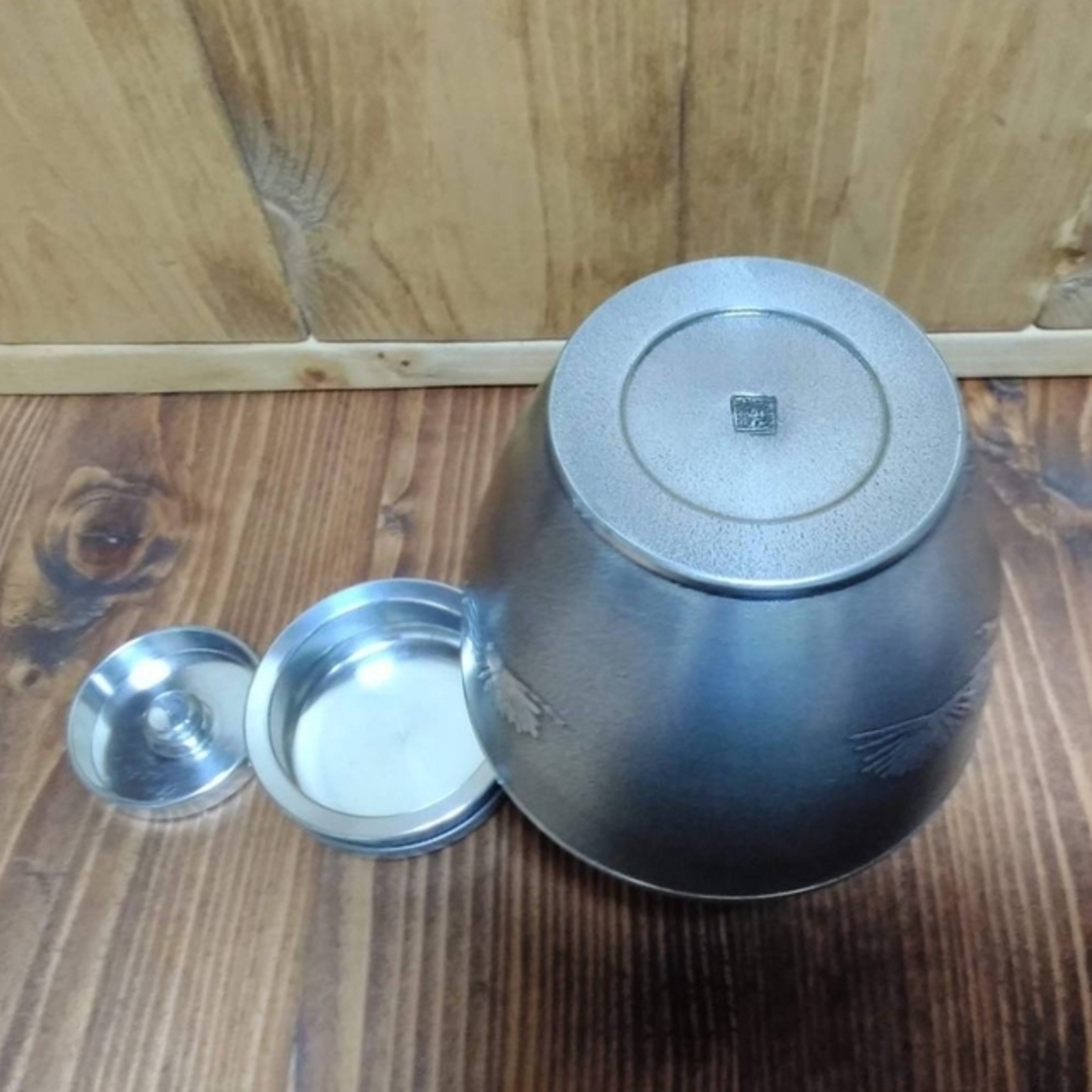 乾茂號造　古錫製　錫製品　茶壺　茶筒　茶心壷　木箱付き　約４６０g　未使用　新品 エンタメ/ホビーの美術品/アンティーク(金属工芸)の商品写真