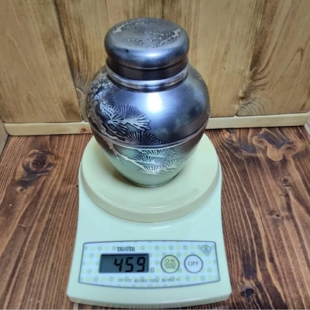 乾茂號造　古錫製　錫製品　茶壺　茶筒　茶心壷　木箱付き　約４６０g　未使用　新品 エンタメ/ホビーの美術品/アンティーク(金属工芸)の商品写真