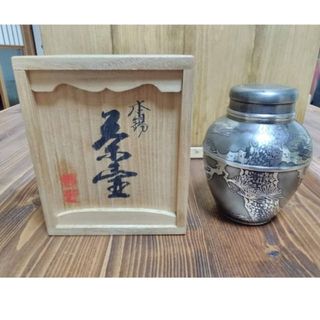 乾茂號造　古錫製　錫製品　茶壺　茶筒　茶心壷　木箱付き　約４６０g　未使用　新品(金属工芸)