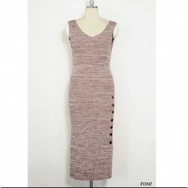 Her lip to Double V-neck Knit Dress rose